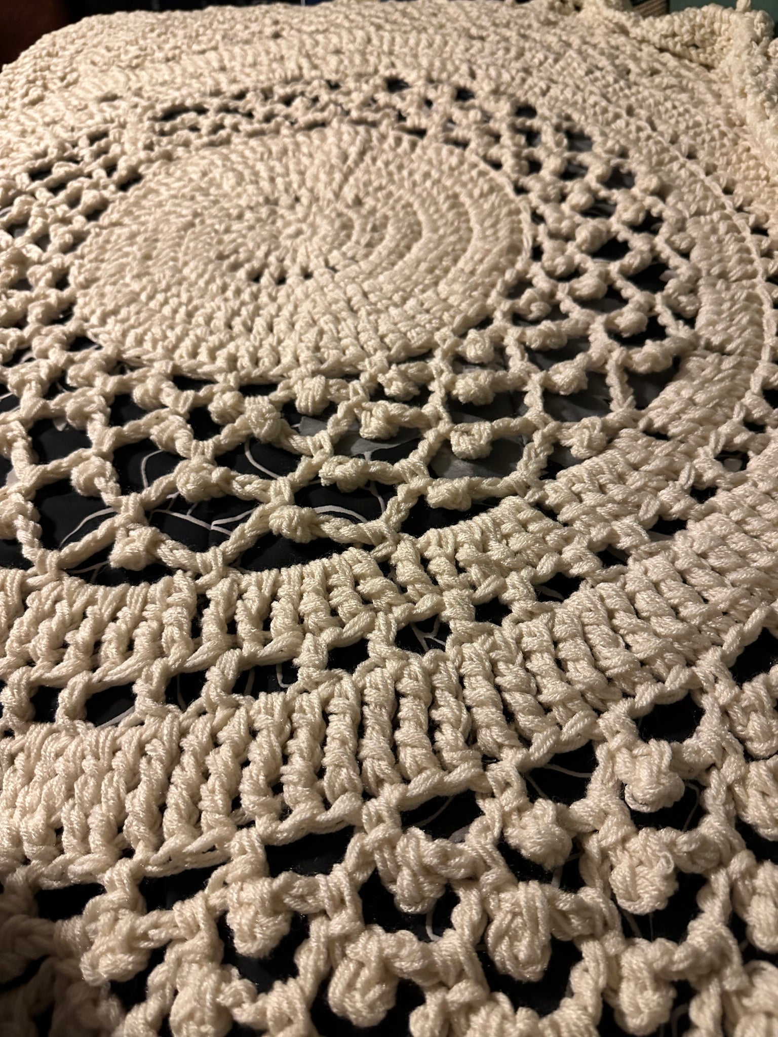 Crocheted Round Popcorn Afghan