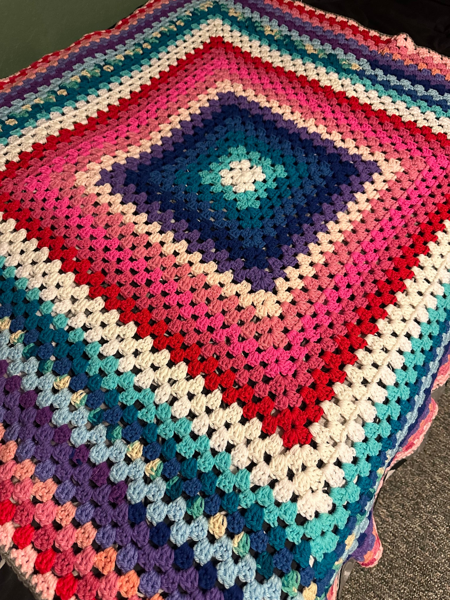 Crocheted Granny Square Afghan